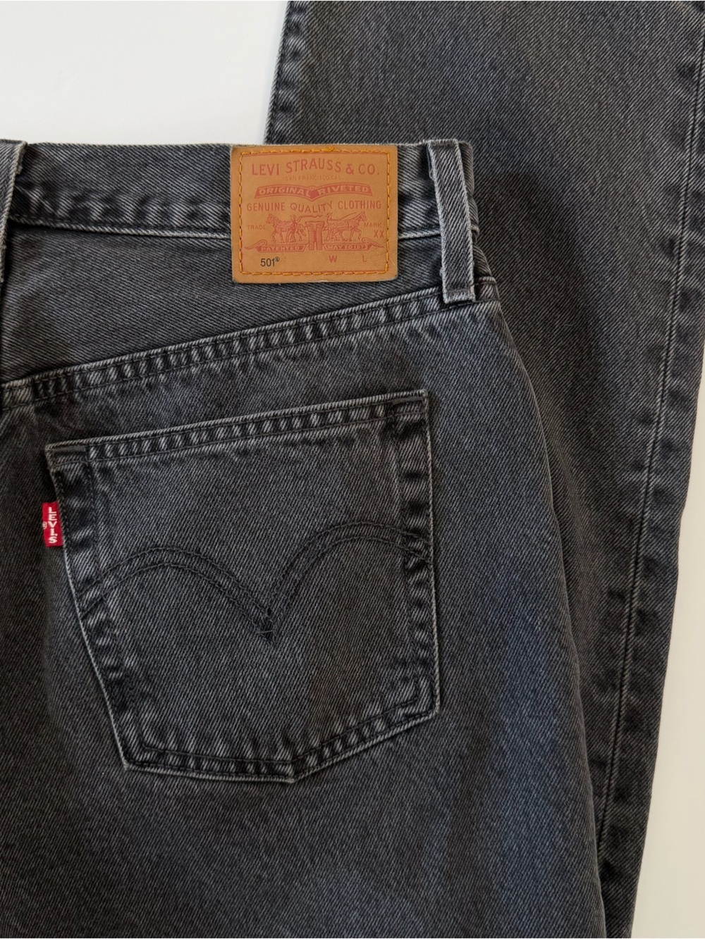 Levi’s Premium 501 Original Fit Women 29 Take A Hint Black Button Fly 27” Inseam - Picture 5 of 12